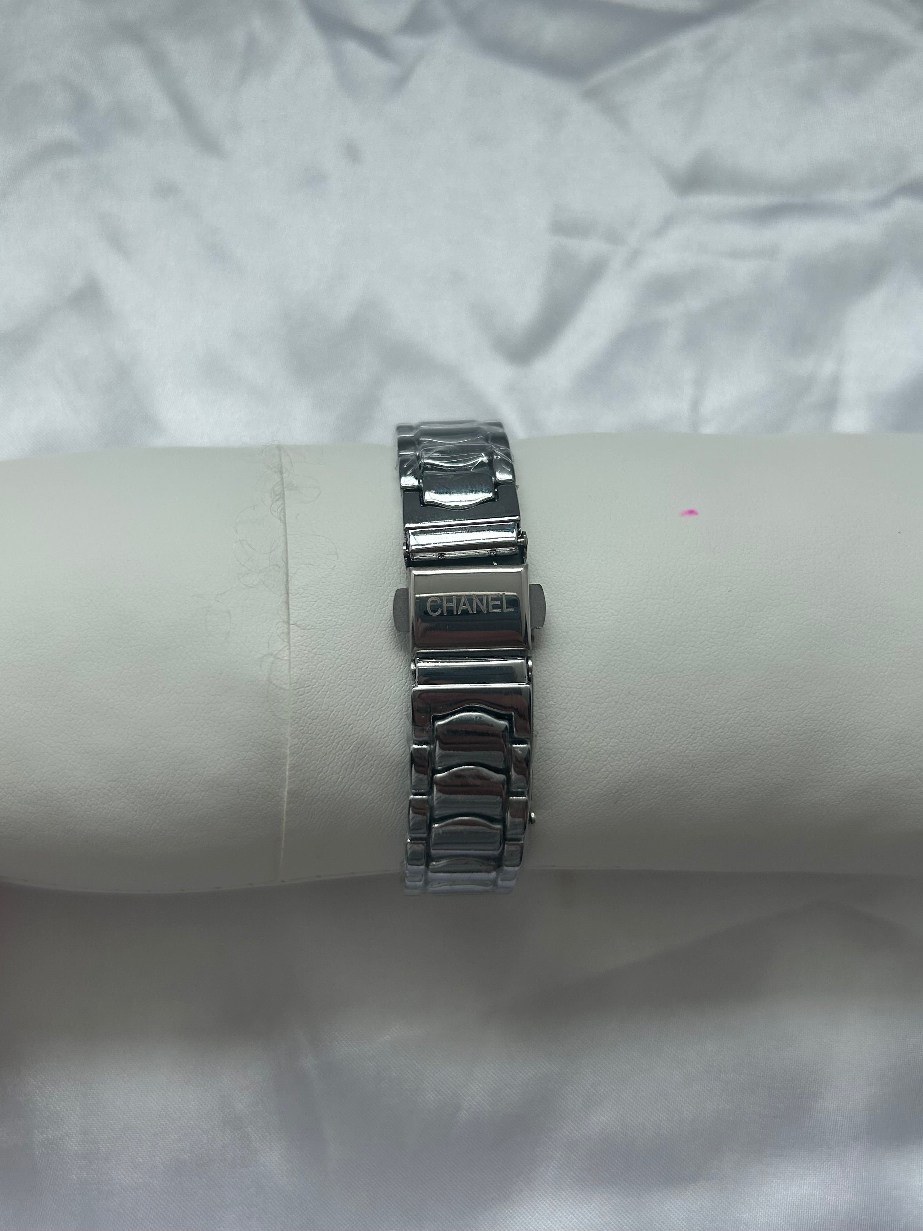 Silver CC Black Face Watch
