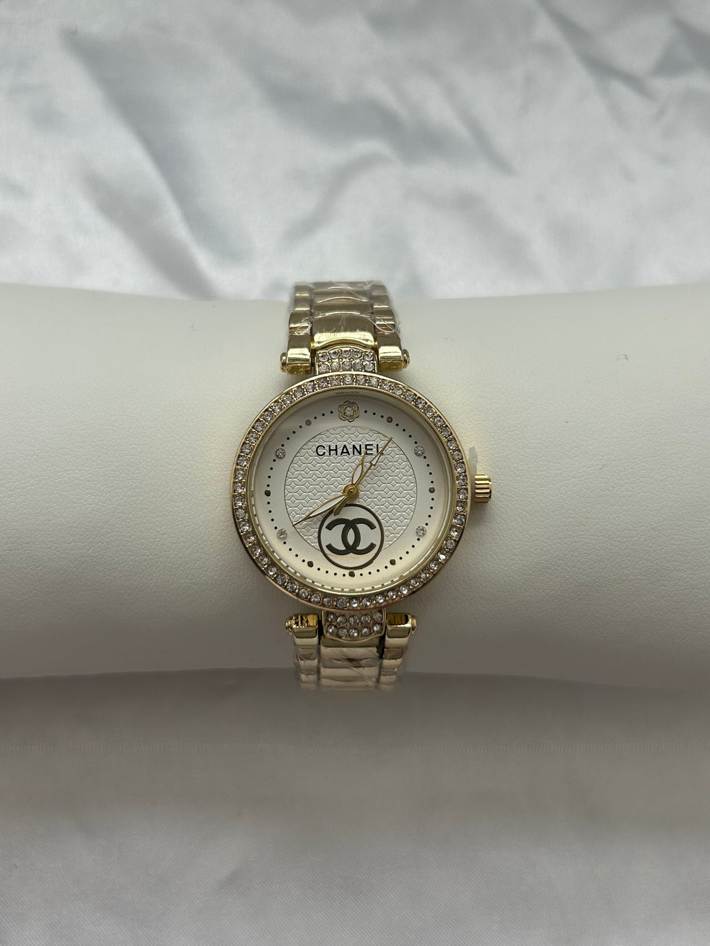 Gold CC White Face Watch