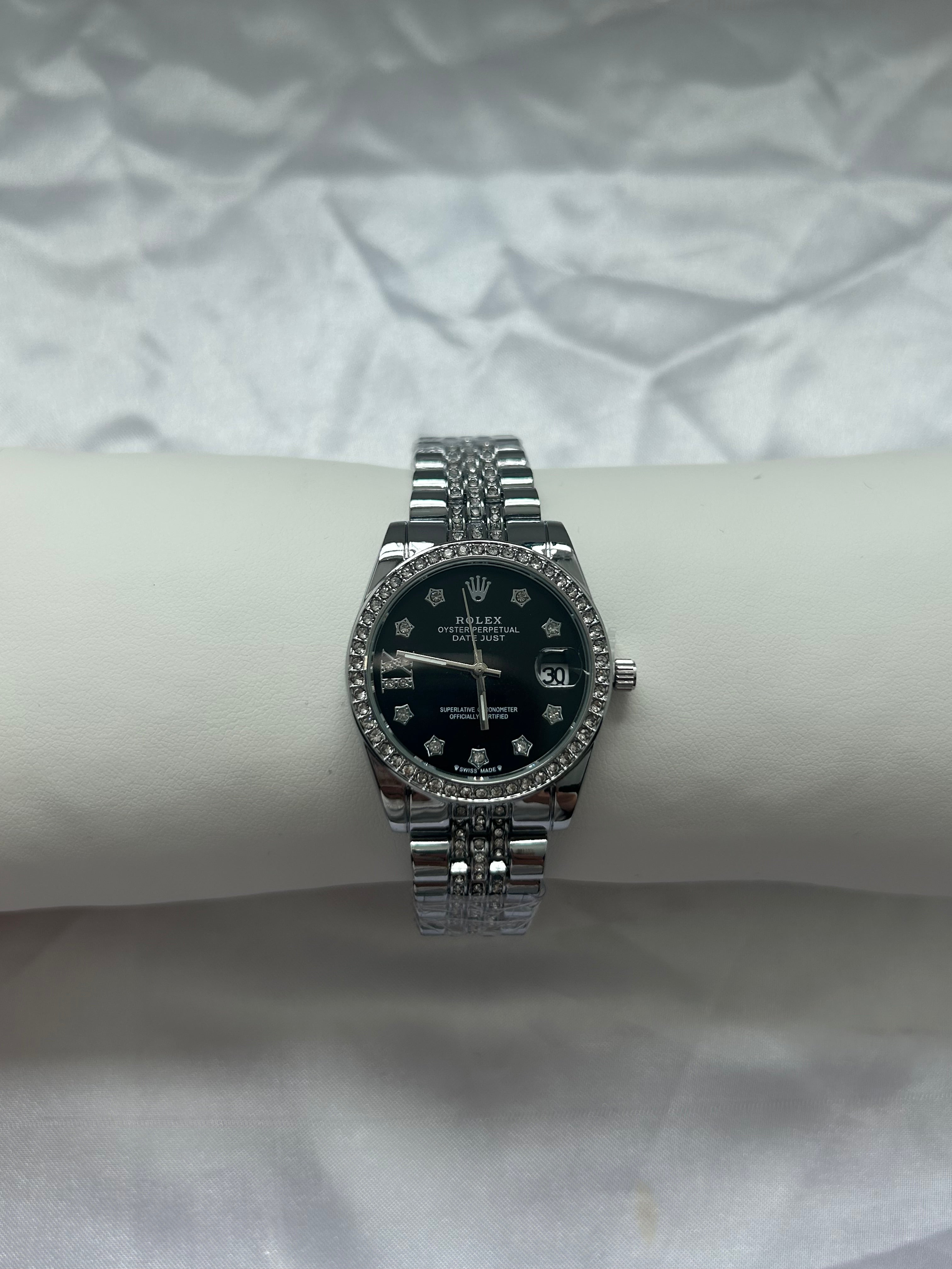 Silver Roro Black Face Watch