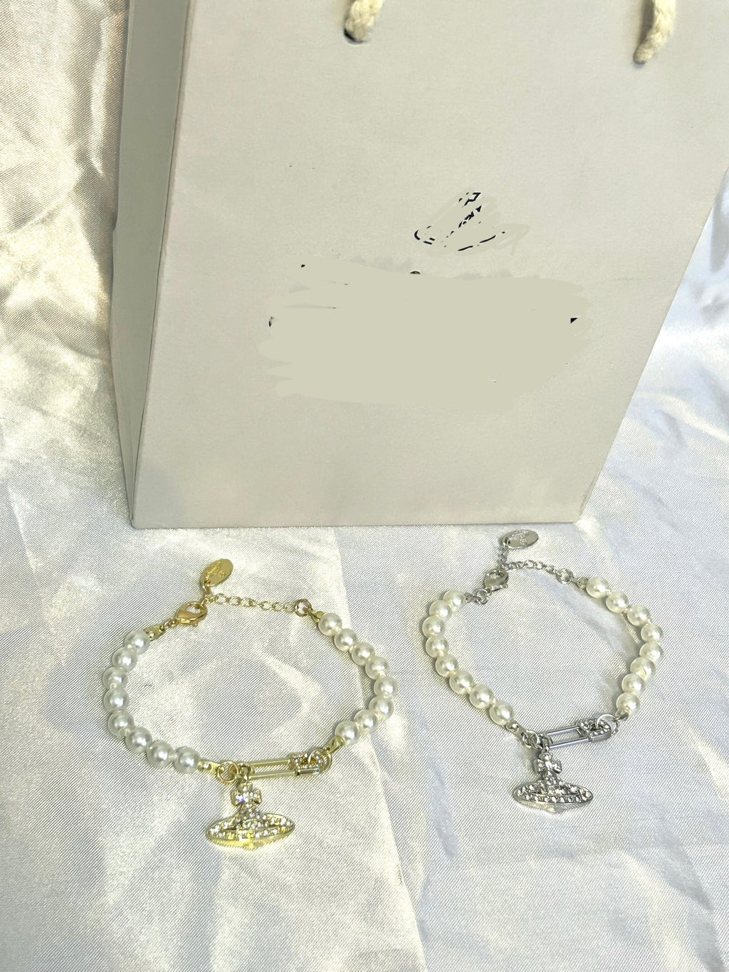 Vienna Orb Paperclip Pearl Bracelets