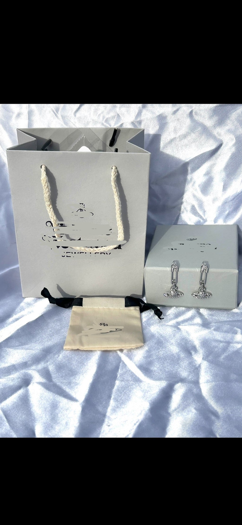 VW Silver Orb Paperclip Earrings