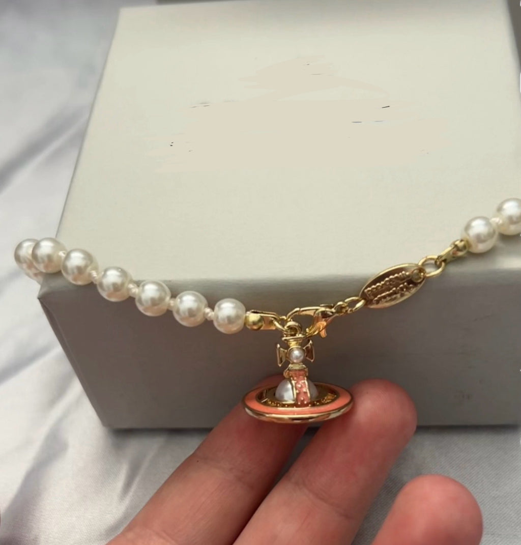 Vienna Pink 3D Orb Pearl Necklace