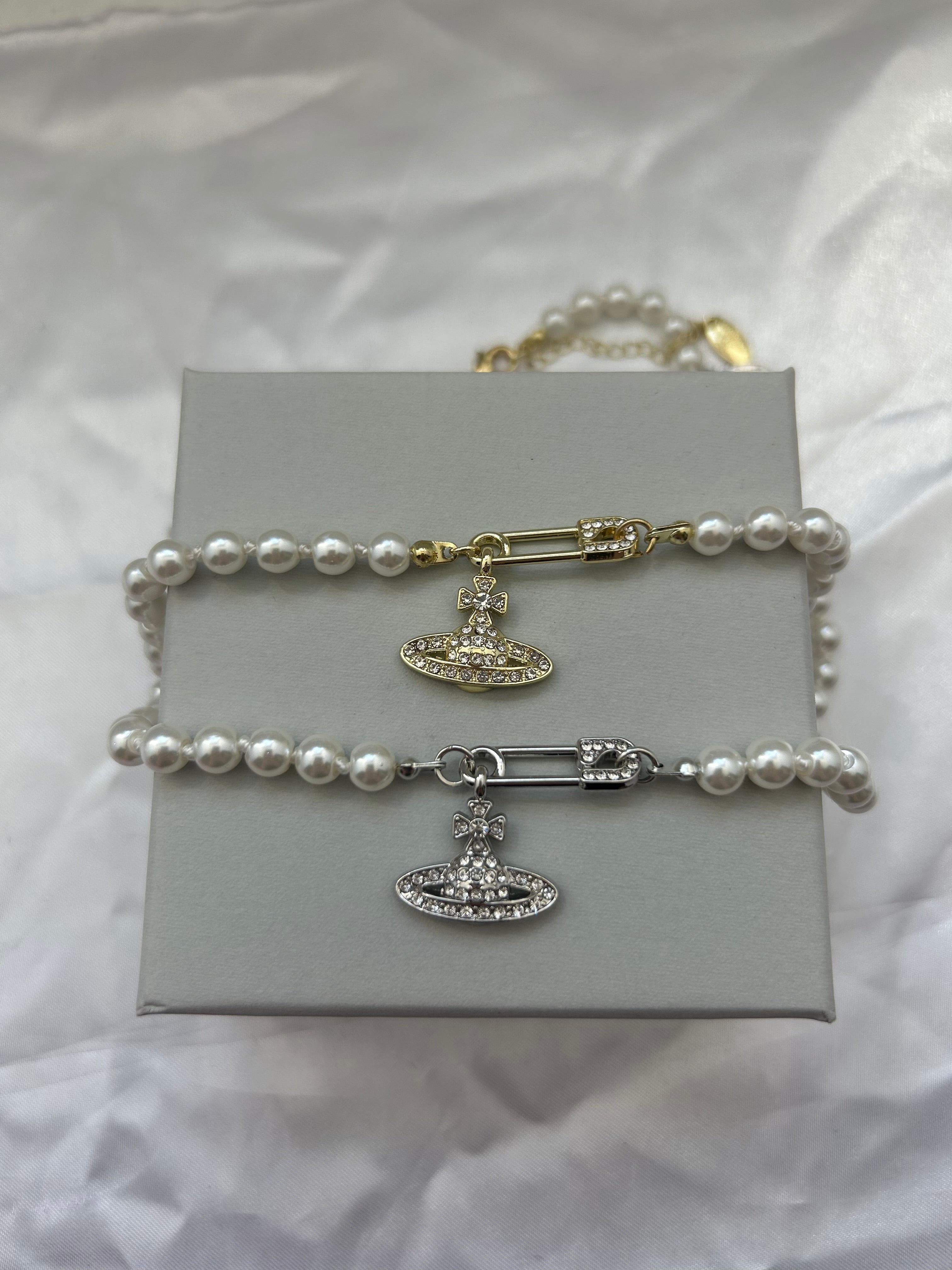 Vienna Paperclip Orb Pearl Necklaces