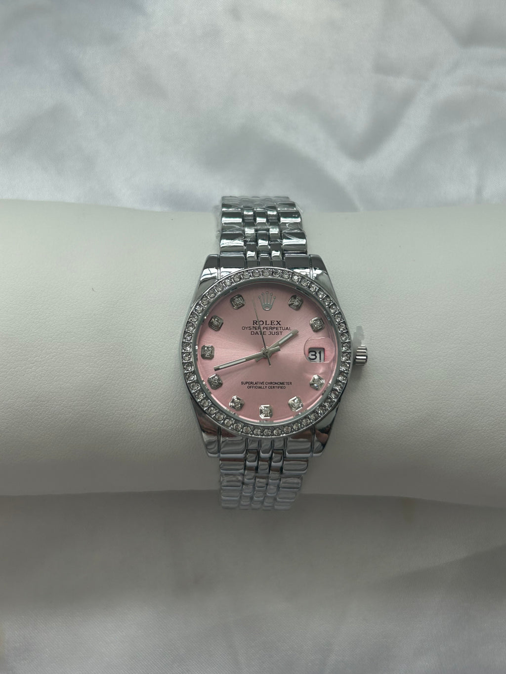 Silver Roro Pink Face Watch