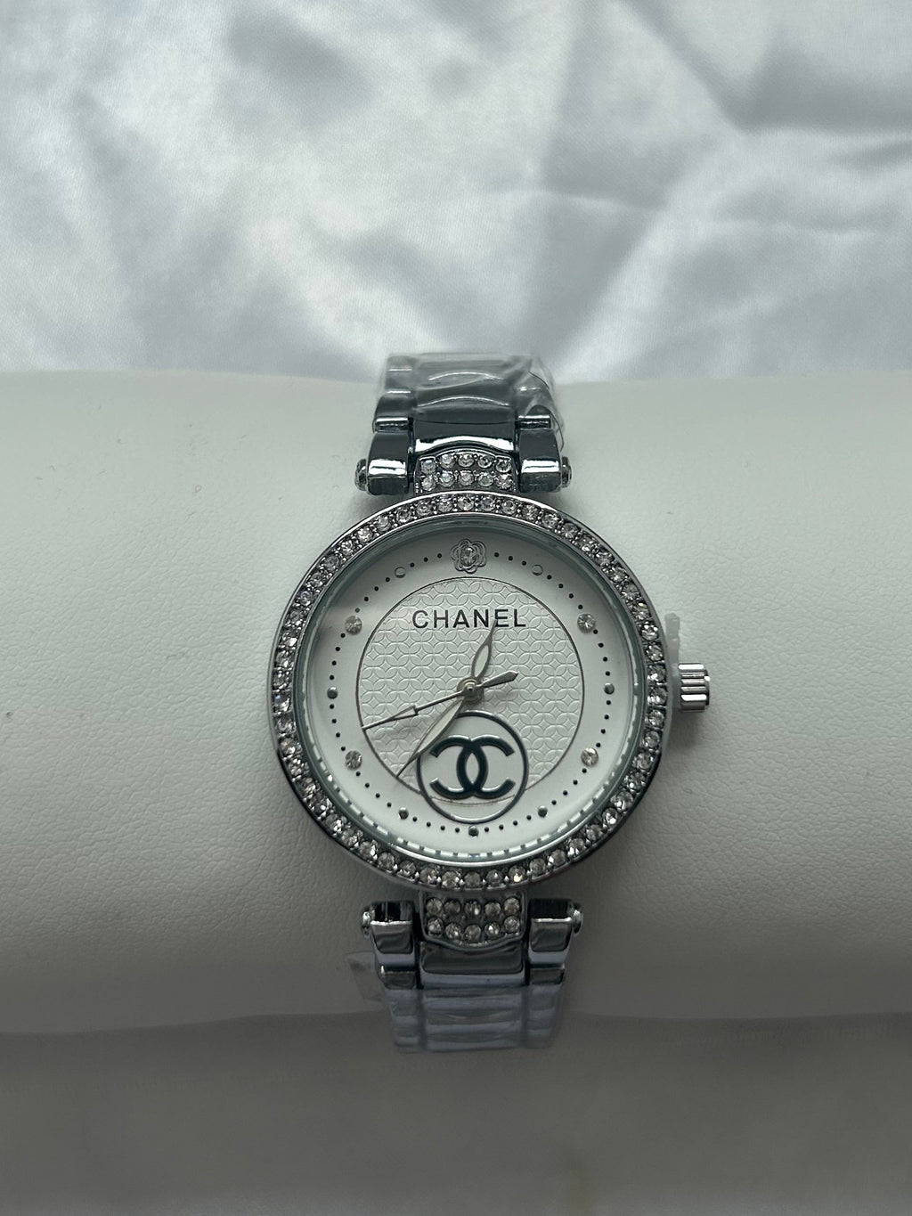 Silver CC white face watch