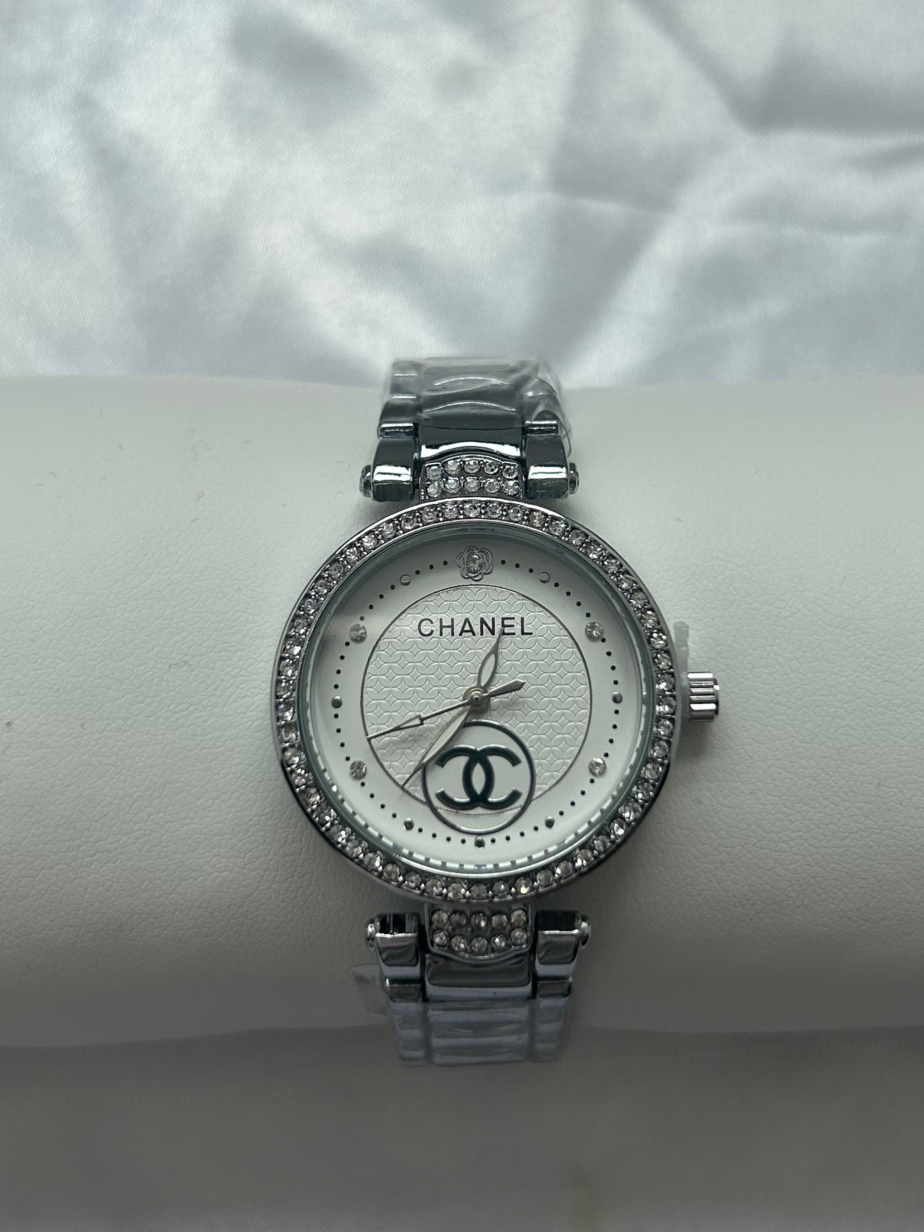 Silver CC white face watch