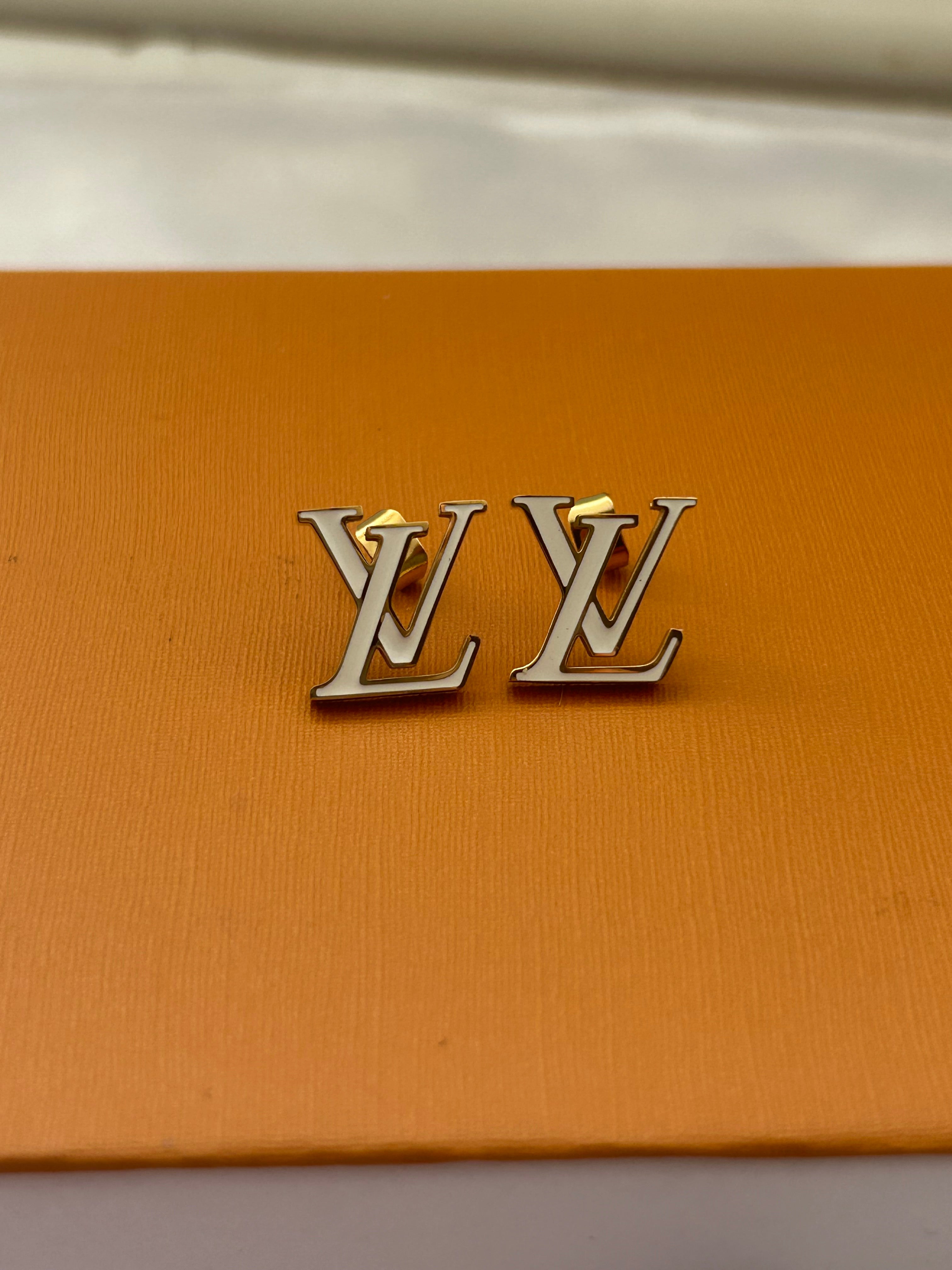 Luella Gold & white Logo Studs