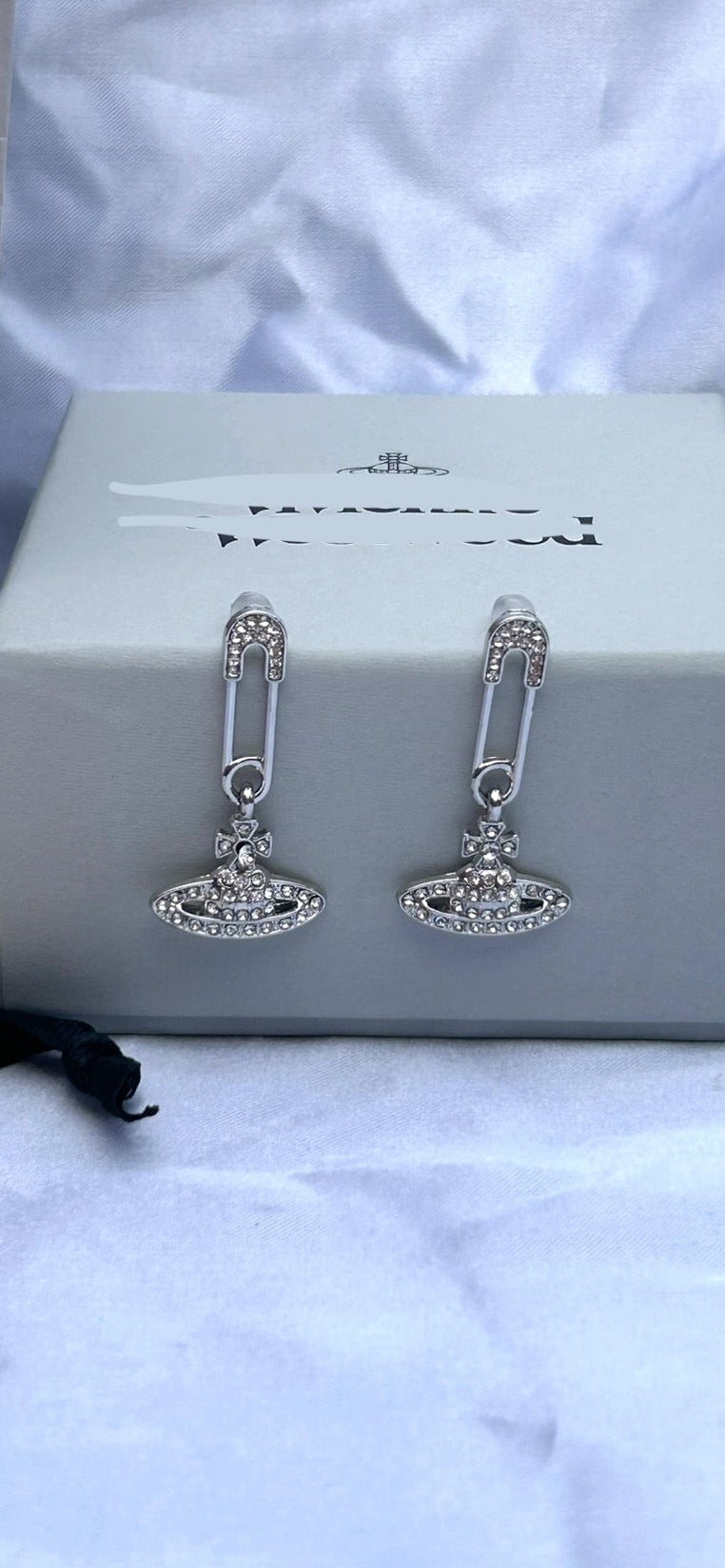 VW Silver Orb Paperclip Earrings