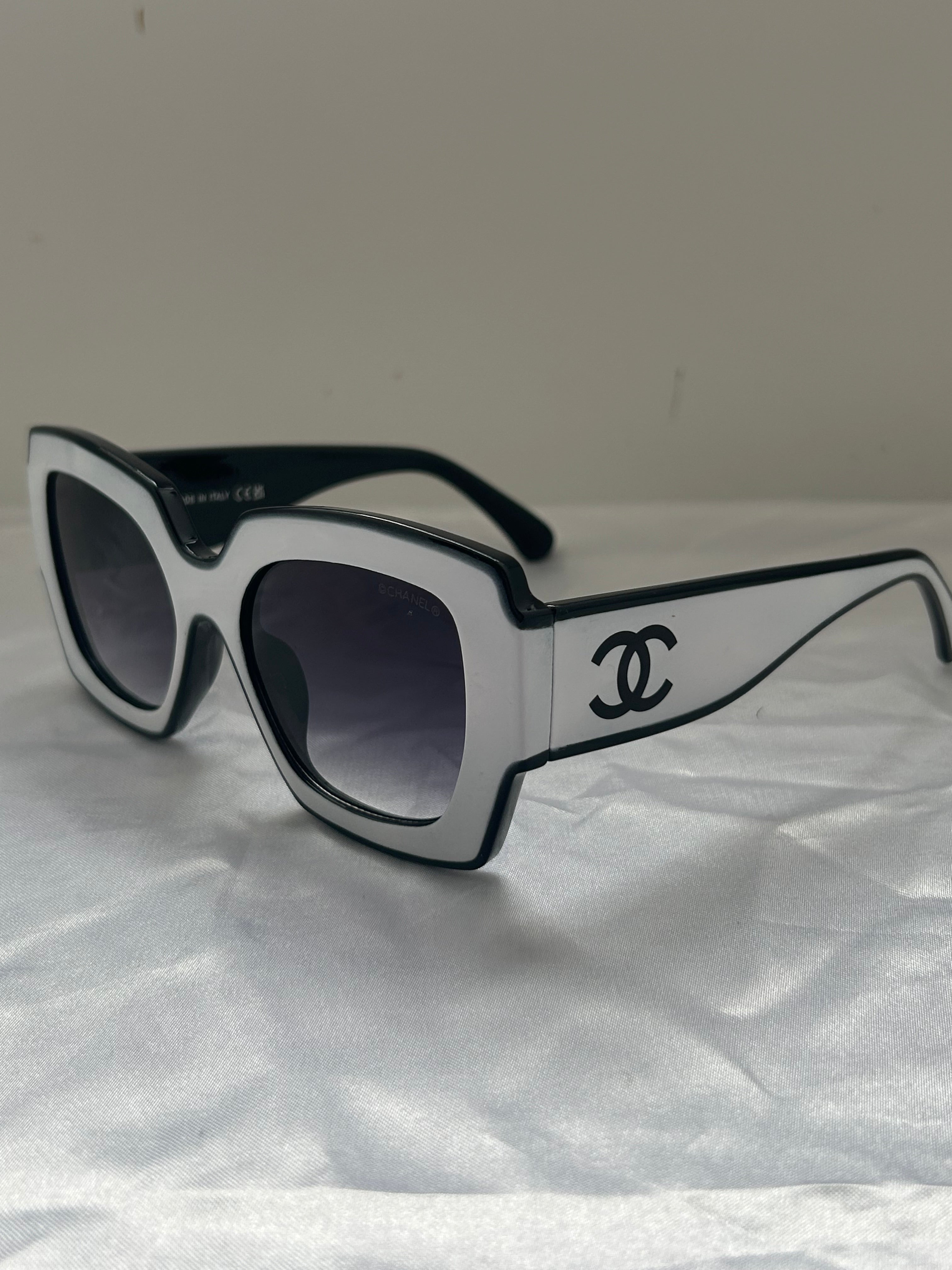 CC White With Black Trim Sunglasses