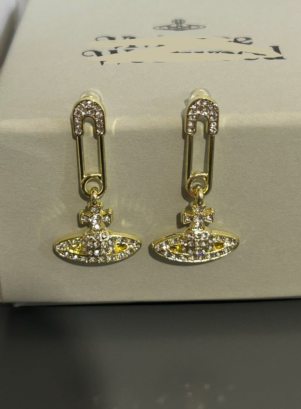 VW Gold Orb Paperclip Earrings