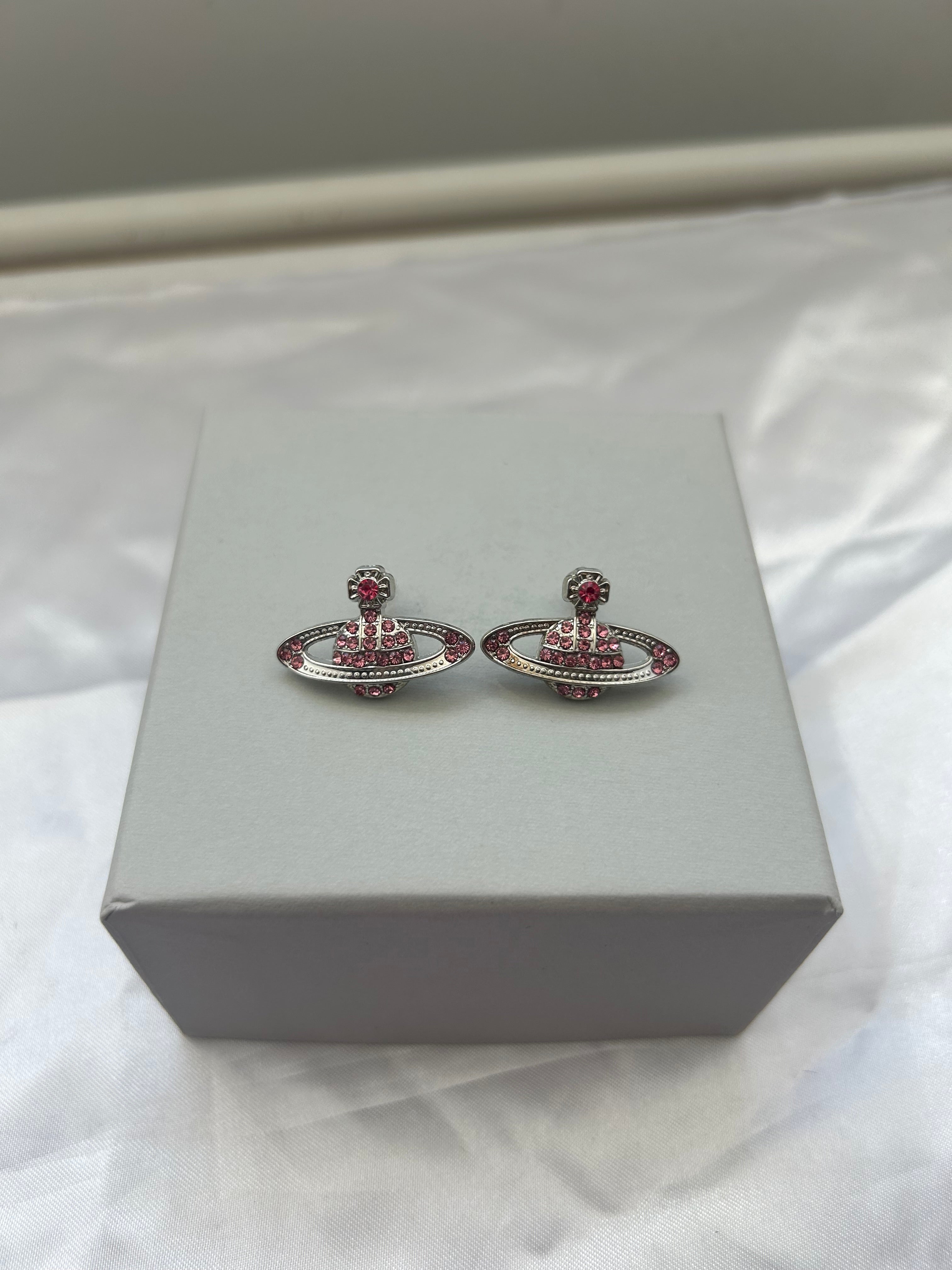 Vienna Pink & Silver orb studs