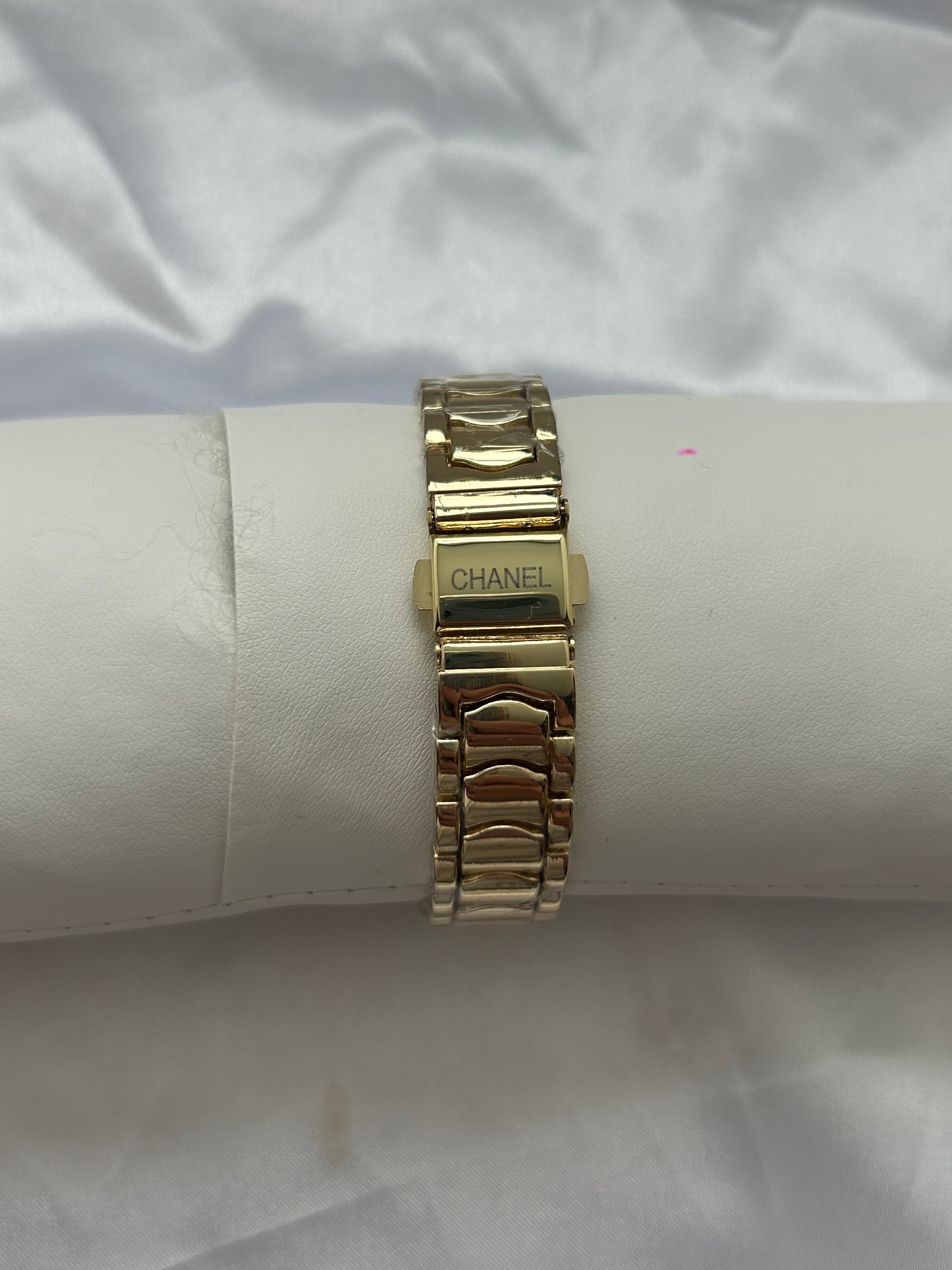 Gold CC White Face Watch