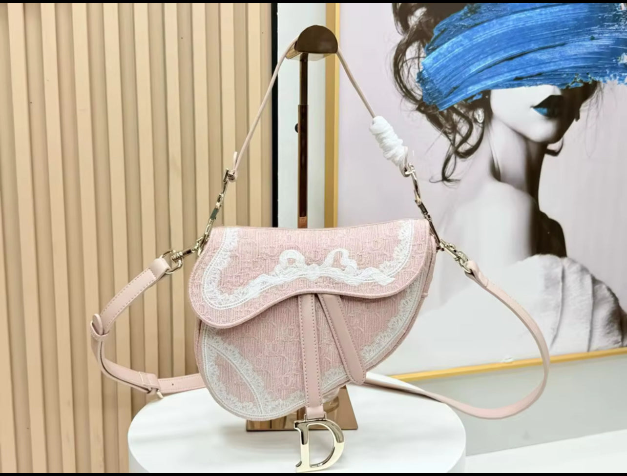 PRE ORDER Dahlia pink lace saddle bag